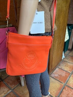 Polo by Ralph Lauren Orange Embossed Leather Crossbody Bag